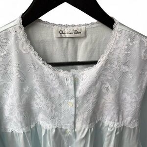 Dior Silky and Lace Nightgown - Baby Blue and White